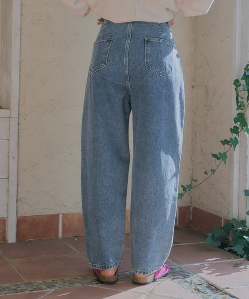 [manana suerte] обработка Denim брюки LARGE голубой женский 