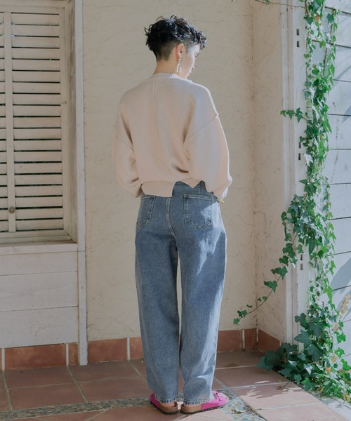 [manana suerte] обработка Denim брюки LARGE голубой женский 