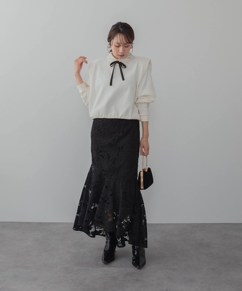 Leja（レジャ） ドレス 「LEJA」パールカラーボウタイフラワーレース