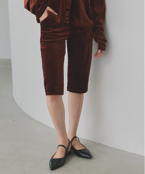 ad thie（アドティエ） ハーフパンツ パンツ ベロア カプリパンツ
