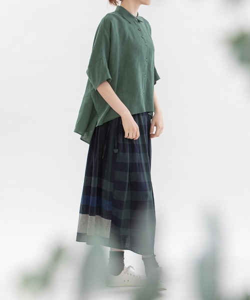 「nop de nod」 半袖シャツ 3 ダークグリーン レディース_画像3