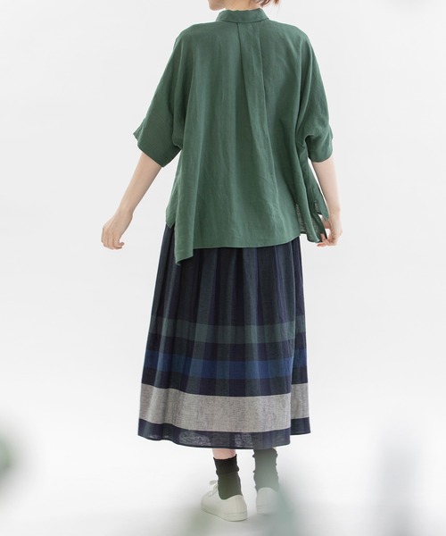 「nop de nod」 半袖シャツ 3 ダークグリーン レディース_画像4