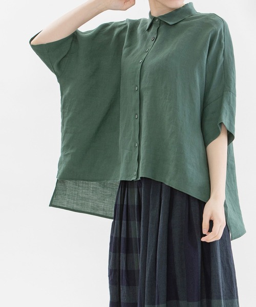 「nop de nod」 半袖シャツ 3 ダークグリーン レディース_画像5