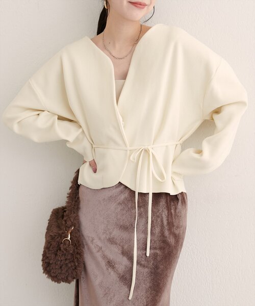 natural couture カーディガン 「WEB限定」「osono」ウエストベルト付