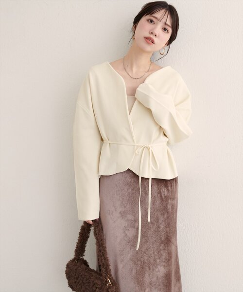 natural couture カーディガン 「WEB限定」「osono」ウエストベルト付