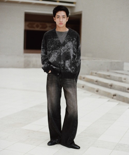 WYM LIDNM カーディガン MOHAIR BLEND JACQUARD SHAGGY CARDIGAN 