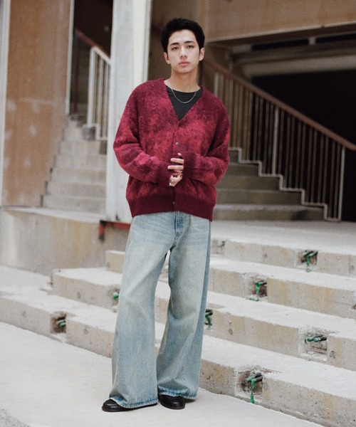 WYM LIDNM カーディガン MOHAIR BLEND JACQUARD SHAGGY CARDIGAN
