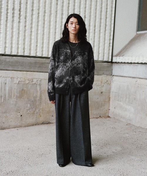 WYM LIDNM カーディガン MOHAIR BLEND JACQUARD SHAGGY CARDIGAN 