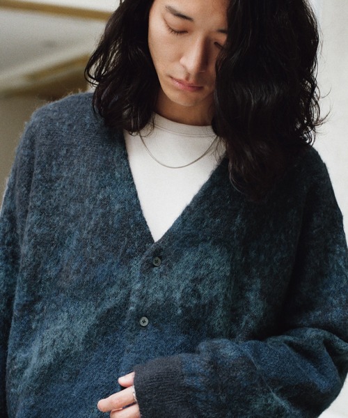 WYM LIDNM カーディガン MOHAIR BLEND JACQUARD SHAGGY CARDIGAN 