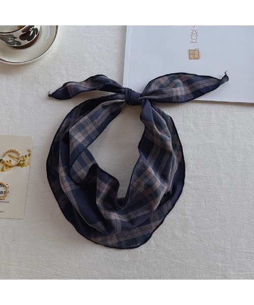 スカーフ バンダナ 5色展開 三角チェック柄 スカーフ レディース