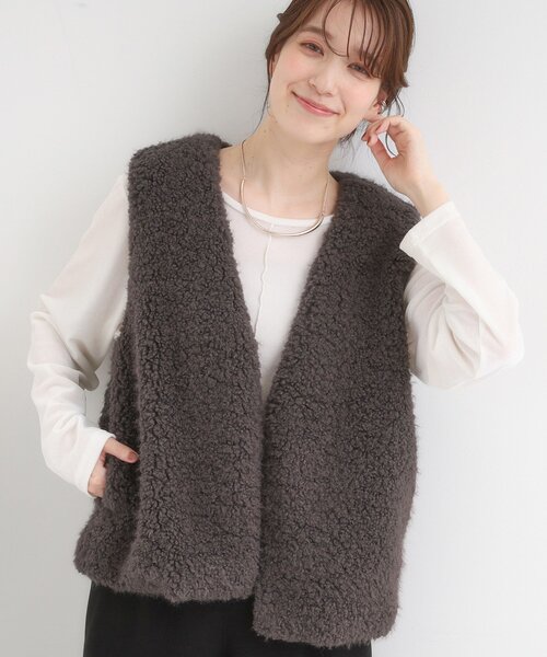 DRESKIP（ドレスキップ） ベスト ジレ ふわふわファーベスト