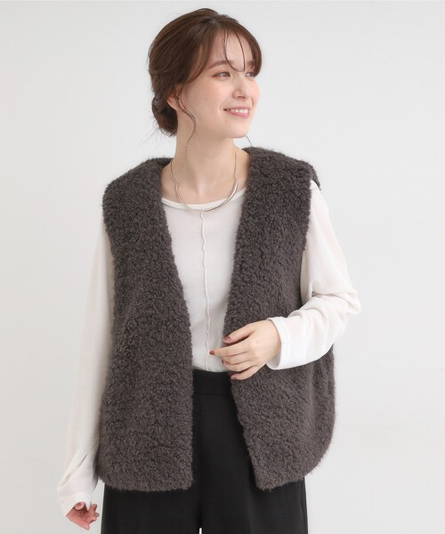 パッファーベスト DRESKIP（ドレスキップ） ベスト ジレ ふわふわファーベスト