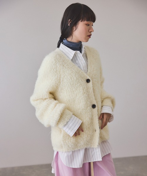 ADAM ET ROPE'（アダムエロペ） カーディガン モヘヤウールニット