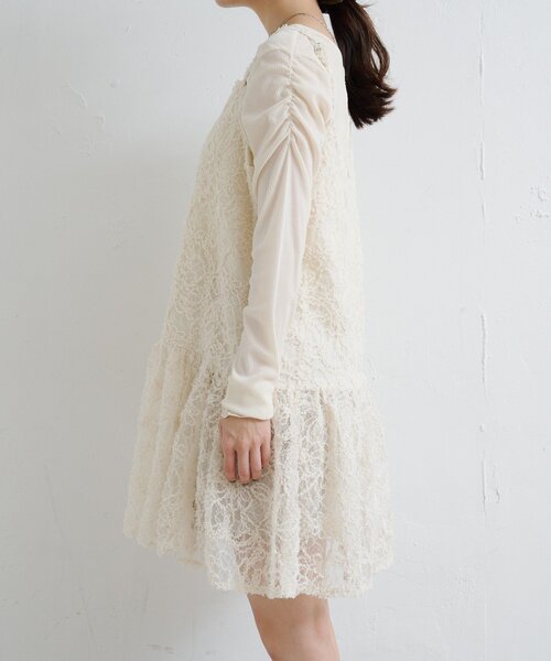 SALE ラスト フラワーレース チュニック クリーム 42(L)新品 スーパー 
