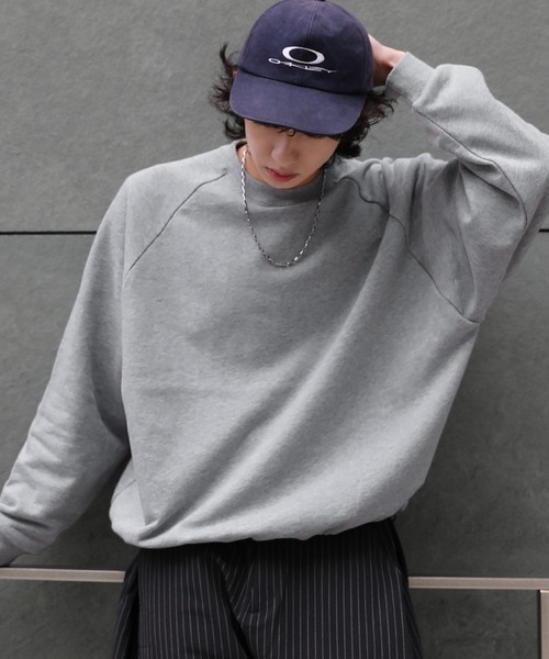 NAKER トレーナー スウェット 裏毛ドローコードラグランスウェットプル