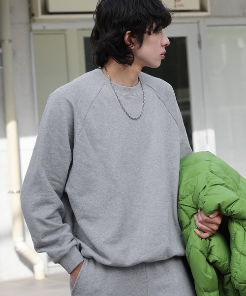 NAKER トレーナー スウェット 裏毛ドローコードラグランスウェットプル