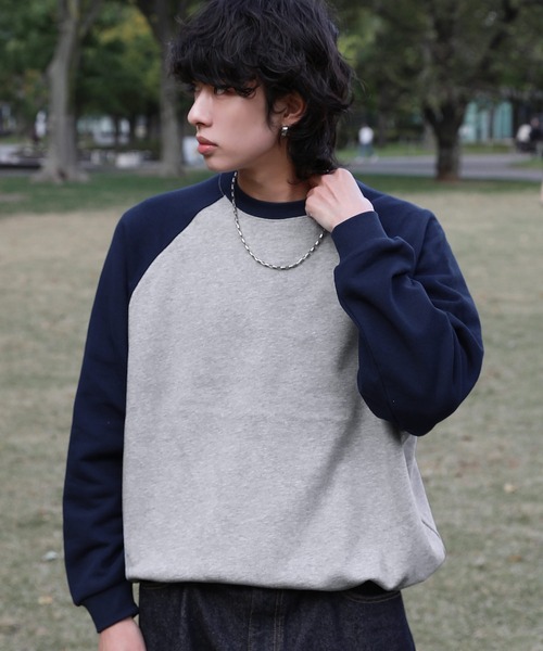 NAKER トレーナー スウェット 裏毛ドローコードラグランスウェットプル