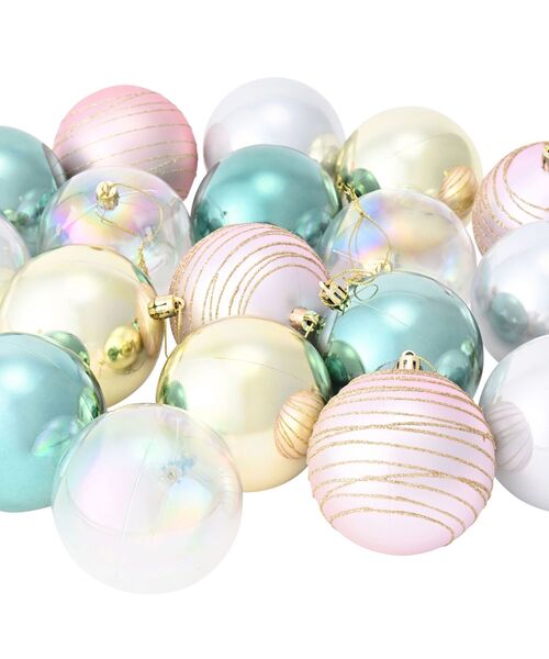 ラウンド型オーナメント♡*゜21 クリスマスツリー オーナメント 飾り シルバーメタルオーナメント