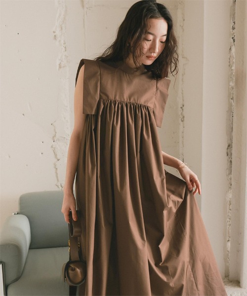 「titivate」 ノースリーブワンピース S ブラウン レディース_画像9