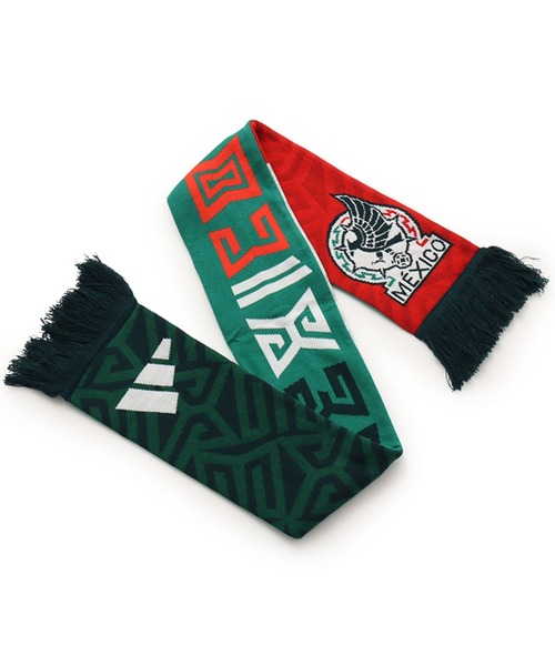 未使用 超希少 adidas オリジナルス ロゴ 太ボーダーマフラー 緑白 adidas（アディダス） マフラー メキシコ代表 SCARF / アディダス