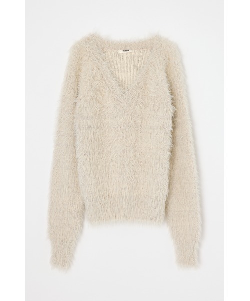THROW by SLY ニット セーター SHAGGY V/N TUCK PUFF TOPS シャギー V