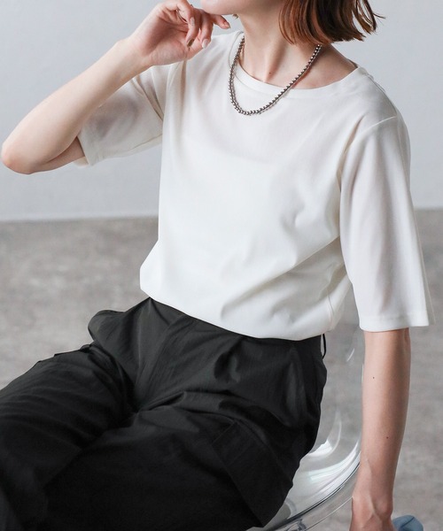 「meilmada」 半袖カットソー FREE チャコールグレー レディース_画像4