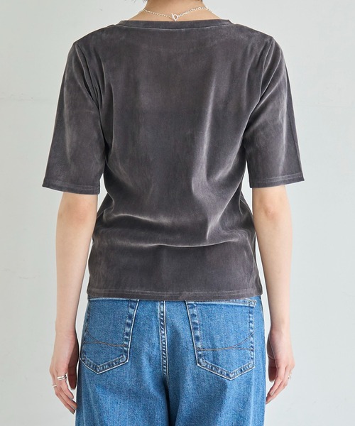 「meilmada」 半袖カットソー FREE チャコールグレー レディース_画像7