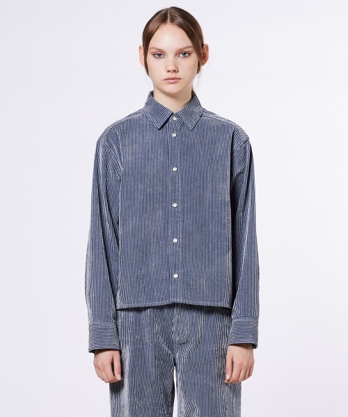 Sov. デニムジャケット gジャン デニムフロッキープリントシャツ