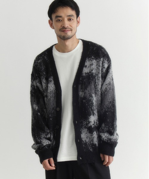 【タイムセール】アタッチメント　グラデーションジャガードノーカラーブルゾン BACK NUMBER カーディガン 「BACK NUMBER」シャギーニット