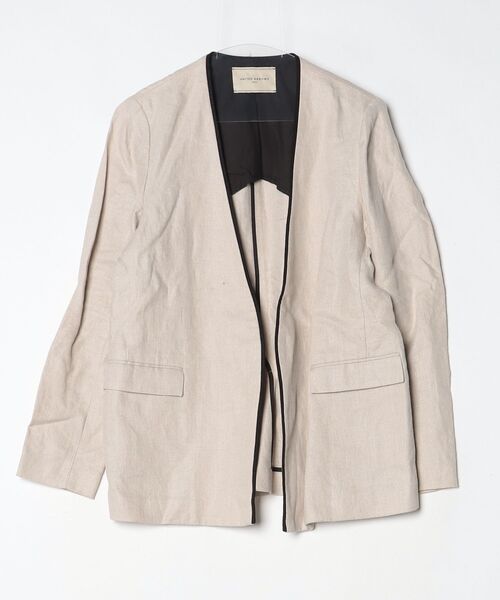 「UNITED ARROWS」 ノーカラージャケット 40 ベージュ レディース