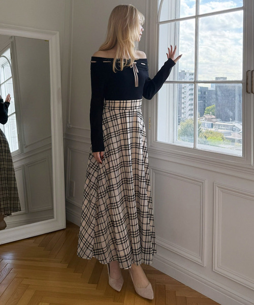 honeymew チェックリボンドッキングワンピース ブラック XS honeymew チェックリボンドッキングワンピース ブラック F 新品未使用