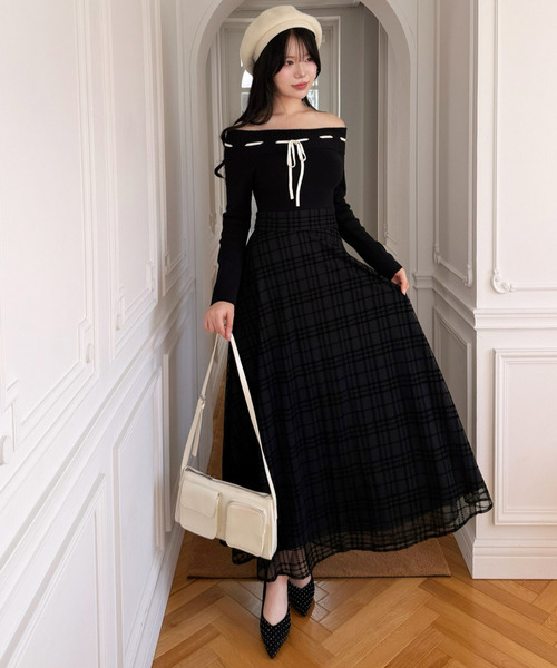 ROYAL PARTY（ロイヤルパーティー） ワンピース 配色リボンフロッキー