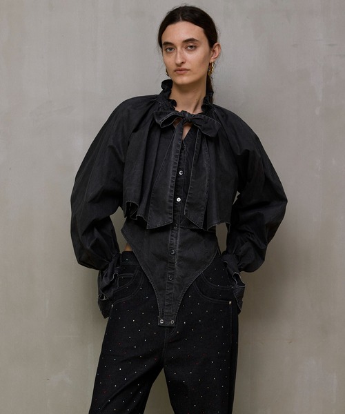 MAISON SPECIAL（メゾンスペシャル） Ruffle Shirt Bodysuit/ラッフル