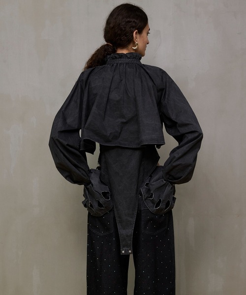【加古川店】 中古 MAISON SPECIAL | メゾンスペシャル ブラウス Ruffle Shirt Bodysuit チャコールグレー サイズ：FreeSize 【111】 MAISON SPECIAL（メゾンスペシャル） 「PRE-ORDER」Ruffle Shirt