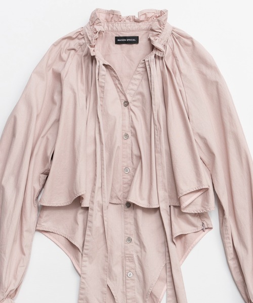 MAISON SPECIAL（メゾンスペシャル） Ruffle Shirt Bodysuit/ラッフル