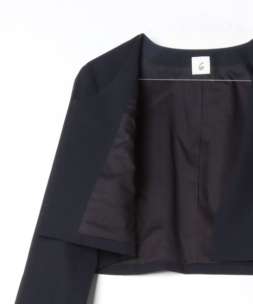 6 ノーカラージャケット 36 ネイビー レディース : ZOZOTOWN Yahoo!店
