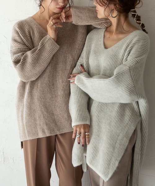 「rectangle」 長袖ニット FREE ライトグレー レディース_画像5