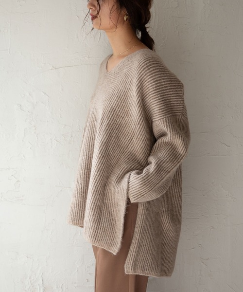 「rectangle」 長袖ニット FREE ライトグレー レディース_画像8