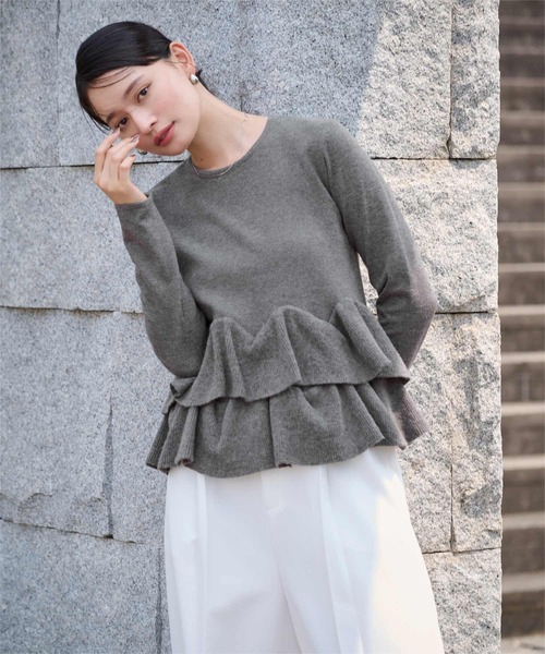 「ur's」 長袖ニット M チャコール レディース_画像3