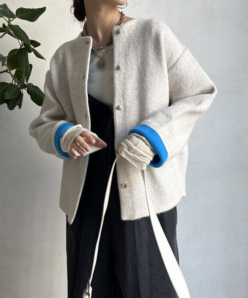 「DouDou」 ニットカーディガン FREE ライトグレー レディース_画像8