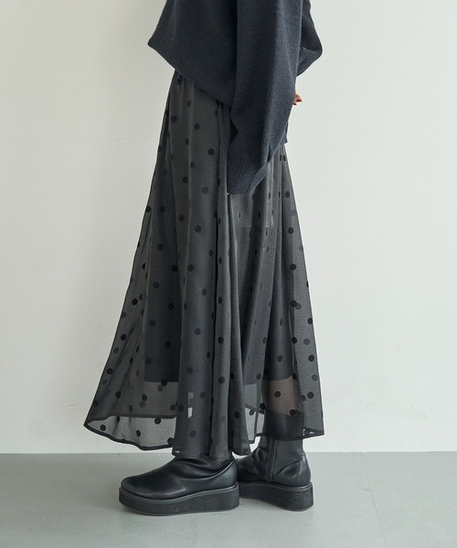 「meilmada」 フレアスカート MEDIUM ブラック レディース_画像7