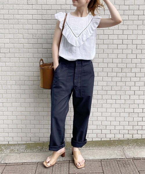 「GUNG HO」 パンツ MEDIUM カーキ レディース_画像7