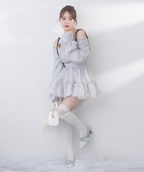 nice claup レースアップティアードミニワンピース one after another NICE CLAUP ワンピース 「Denim Collection」レース