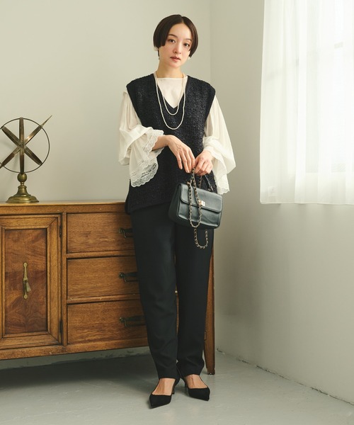 pual ce cin ブラウス シャツ フレアレースカフスブラウス レディース