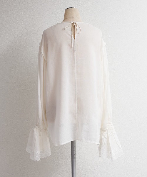 pual ce cin ブラウス シャツ フレアレースカフスブラウス レディース
