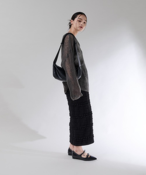 「Shelly island」 長袖ニット FREE チャコールグレー レディース_画像5