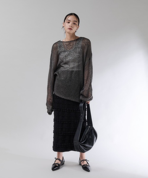 「Shelly island」 長袖ニット FREE チャコールグレー レディース_画像6