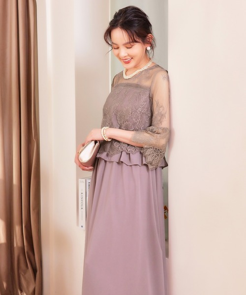 「DRESS PLUS」 7分袖ワンピース X-LARGE グレー レディース_画像4
