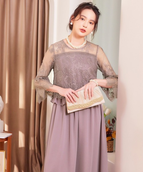 「DRESS PLUS」 7分袖ワンピース X-LARGE グレー レディース_画像5