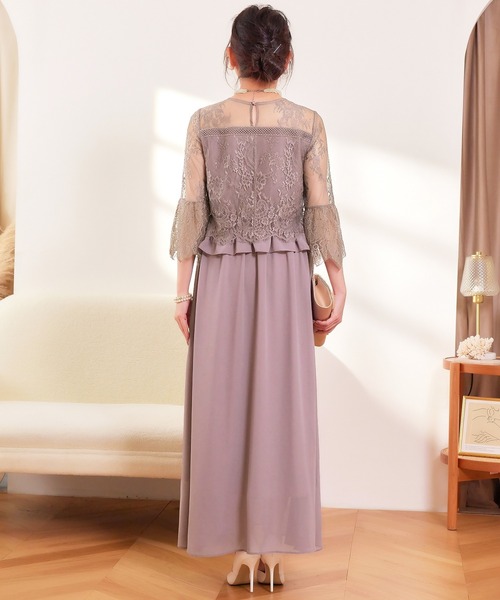 「DRESS PLUS」 7分袖ワンピース X-LARGE グレー レディース_画像6